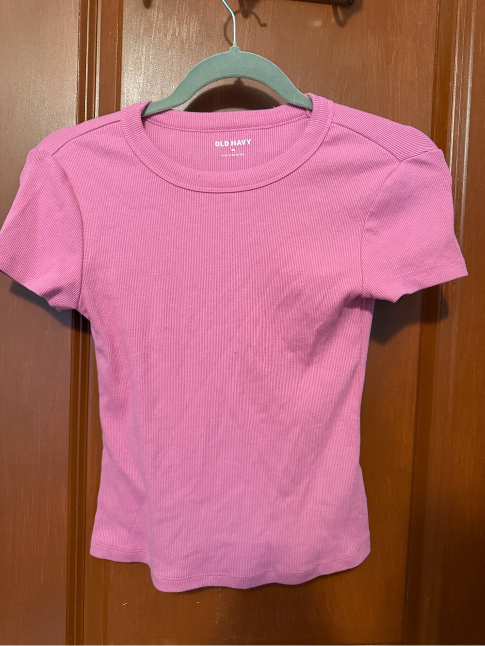 Old Navy Pink Ribbed Short Sleeve Tee